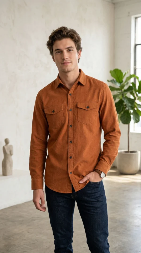 DarkTurtle men’s maroon shirt double pocket