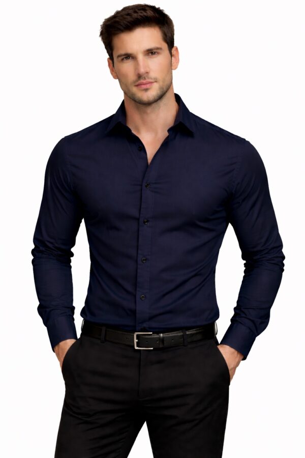 Navy Blue Slim Fit Formal Shirt for Men