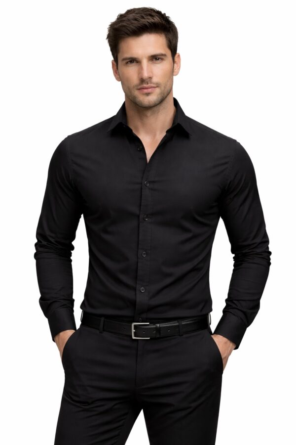 Black Slim Fit Formal Shirt for Men